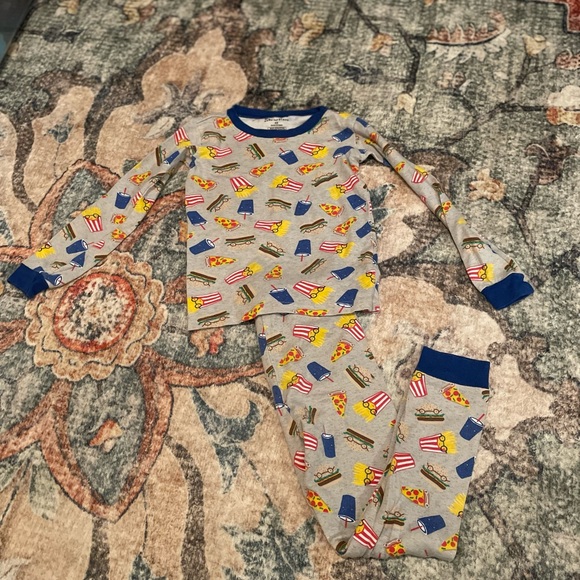 Bundles Baby Place Other - Kids Grey Snack-Print Pajama Set with Blue Trim
